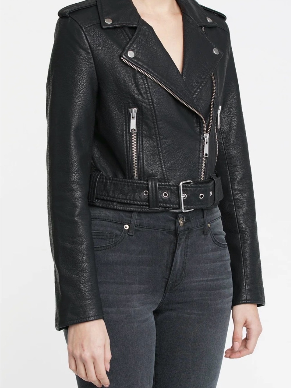 pistola Black Belted Moto Faux Leather Jacket - Picture 2 of 10